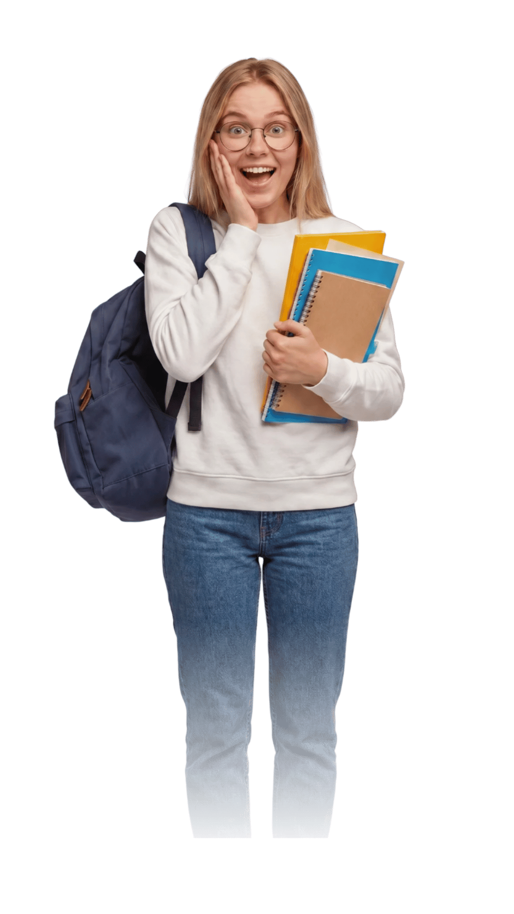 Happy student holding books